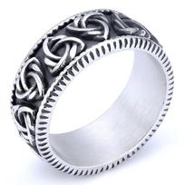 Mens Titanium Steel Viking Ring Norse Inspired Jewelry Unique Warrior Design Durable Stainless Steel Band 7