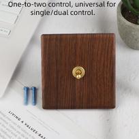 Wood Retro British Light Switch Socket Bedside Wall Lamp Switch LED Dimmer Pure Brass Toggle Switch Board