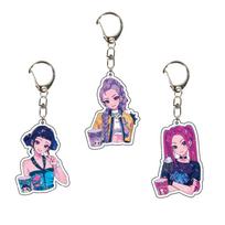 Kpop Demon Hunters Huntrix Saja Boys Keychains designed for Accessories Jewelry Rumi Zoey Jinu Mira Sold My Soul Keyrings Fans Gifts gray