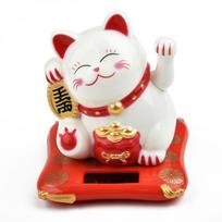 2 5 Inch Japanese Solar Wave Lucky Cat Solar Powered Car and Home Decoration with Moving Paw Plastic Fortune Cat Figurine balta