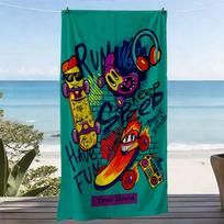 Doodle Skateboard Headphones polyester microfiber beach towel is highly absorbent, suitable for swimming and beach outings W30*H60(CM)