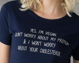 Vegan Protein Slogan T-Shirt, Organic Cotton Activist Tee S