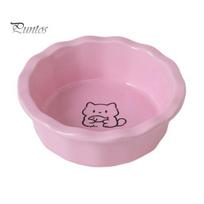 Durable Ceramic Pet Feeder Cat Bowl, Round Food Easy to Clean, Non-slip Bowl Non-Slip Weighted for Cats And Small Dogs Comfortable Feeding rožinė