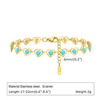 Trendy Bohemia Colourful Drip Glue Beads Chain Bracelet for Women Stainless Steel Beads Bracelet Girl Gift,Heart-shaped Chain