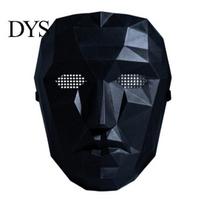 Full Face Geometric Mask Halloween Mask, Polygonal Cool Party with Mesh Eyes, Boss Black White Cosplay for Masquerade, Costume Accessory juoda