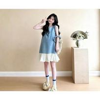 Korean version of dopamine fat mm large size pregnant women contrasting vest dress women's summer loose commuter wind splicing skirt S mėlyna