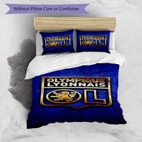 Lyon Football Crest Printed Pattern Duvet Cover Set – includes 1 duvet cover and 2 matching pillowcases Bedroom decor Christmas gifts 135cm*200cm