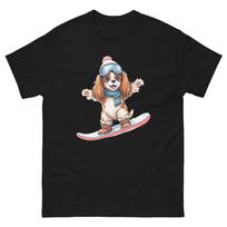 Cavalier King Charles Dog Snowboarding Fun Snowboarder T-Shirt XL
