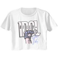 Billy Idol Leather Glove Holding Microphone Women's Crop Top T Shirt Rock Music XL