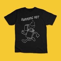 Running Hot Funny Lighter and Flame Graphic T-Shirt S