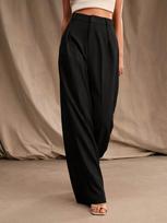 Women Solid Wide Leg Formal Trousers Office Style S juoda