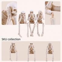Halloween Resin Figurine -, Hear No, Speak No Skeleton Decoration for Party Home Decor One Size