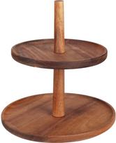 Patera Bambusowa Do Ciast Klasyczna 2-Poziomowa Drewniana 23X23 Cm
