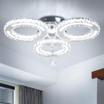 Luxury 3-Ring Round LED Ceiling Light Modern Nordic LED Crystal Chandelier Indoor Simple Ceiling Light Living Room 30 3 No