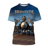 Mados Megadeth Print 3DT marškinėliai Vasariniai vyriški ir moteriški pop marškinėliai Hip Hop stiliaus trumpomis rankovėmis palaidi megztiniai berniukams Vintage T 5XL pilka