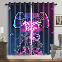 2 vnt Gamer Gamepad Valdiklis langų užuolaidos, skirtos svetainei berniukams miegamojo žaidimų kambario namų dekoro durys, žaidžiančios vaizdo žaidimus W60H60(CM)x2PCS&HOOK