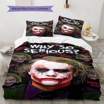 Joker Clown Pattern Bedding Quilt Set Quilt Cover Pillowcase Home Decoration Gift (1 * duvet cover + 2 * pillowcase, without core) 135x200cm