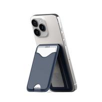 Magsafe magnetinis kortelių laikiklis su veidrodėliu, stipri adsorbcija, telefono stovas, odinis, sulankstomas, skirtas iPhone 17 16 15 14 13 12 serijoms tamsiai mėlyna spalva