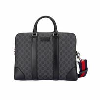 GUCCI Canvas With Leather Briefcase, Shoulder Bag, Crossbody Bag, Handbag Mens Black Basic Set (Bag + Dustproof Bag) juoda