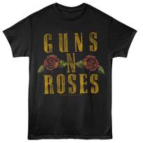 Guns N Roses Logo and Roses Black T-Shirt 2XL