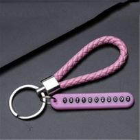 Trendy Diy Mobile Phone Number Plate Pendant Keychain For Men Punk Simple Woven Leather Rope Anti-Lost Car Key Chain Accessories A4