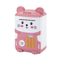 Money Box Electric ATM Password Money Coin Plastic Mouse Shape Children Toy Digital Piggy Bank Saving Money Box (Pink,Small) rožinė