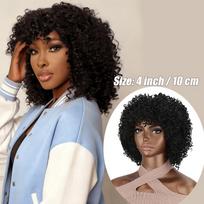 Moterų trumpa afro garbanota peruka, tinkama įvairioms odos spalvoms - Kinky garbanoti sintetiniai plaukai su kirpčiukais, atsparūs karščiui, suteikiantys apimtį 10cm brown