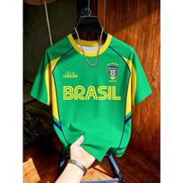 Kids Brazil Football T-Shirt Soccer Jersey Stripe & Retro Print Breathable Quick Dry Training Tee Fan Sport Top Men Women 2XL