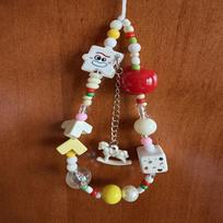 Dopamine Cute Pony Pendant Phone Bead String with Handmade CCD Camera Phone Chain White Pony Pendant Lanyard