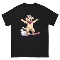 Golden Retriever Dog Snowboarding Fun Snowboard Design T-Shirt XXXL
