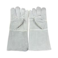 Labor Protection Electric Welding Gloves, Heat Resistant Insulated Cowhide Welding Gloves, Soft Leather Short Work Gloves, 14-Inch One Size