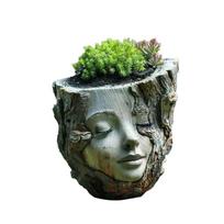Resin Crafts Girl Face Flowerpot Handmade Succulents Flower Pot  Living Room Decoration Girl