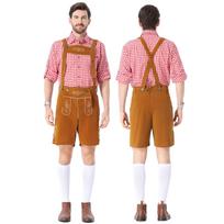Men's Oktoberfest Suspenders Pants Bavarian Costume for Festival L geltona