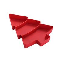 Multiple Section Holiday Snacks Tray Plastic Christmas Tree Designs for Candy Nut and Party Serving raudona
