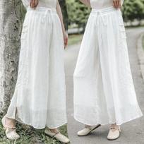 Embroidered Large Size Summer High Waist, Big Swing, Nine Points, Thin Temperament, Casual Double-layer Wide-leg Culottes, Women M balta