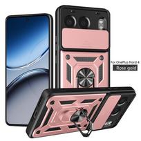 For Oneplus Nord 4 5G Case Magnetic Metal Ring Holder Armor Cases for One Plus 1+ Nord4 Nord 4 Slide Lens Protect Cover For Oneplus Nord 4 rožinio aukso spalvos