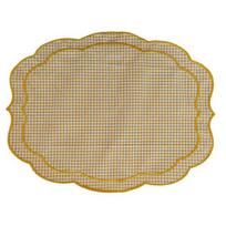 Retro Plaid Placemat Vintage Style Embroidered Placemat Machine Washable Farmhouse Placemat for Dining Table Wedding Party Birthday Decoration geltona