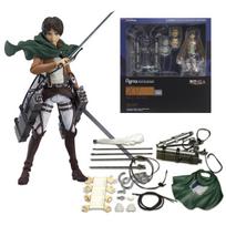 Anime Figure Attack On Titan Eren Jaeger Standing Holding Sword Detachable Model Toy PVC Collection Desktop Ornaments 14CM With box
