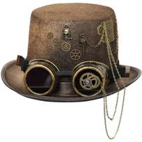 Steampunk Men Hat With Goggles Vintage Jazz Hat Gay Top Hat Gothic Steampunk Top Hat Halloween Masquerade Costume Party 1 auksas