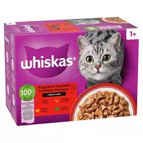 Šlapias kačių ėdalas maišelyje Whiskas asorti 80 x 85 g – paukštiena, ėriena, jautiena, vištiena