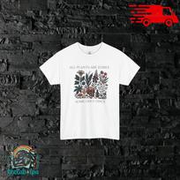 All plants are edible, some only once. Funny gardening t-shirt, dark botanical graphic t-shirt. S