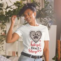 Adopt Don't Shop Tee: Heart & Paw Print, Animal Rescue Shirt S