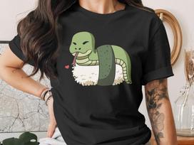 Cute Sushi Year of the Snake, Chinese Zodiac Lunar New Year T-Shirt, Japanese Anime Gift, Kawaii Anime Sushi Shirt XL