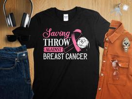 Saving Throw Against Breast Cancer Dungeons Tabletop RPG Roleplaying Dragons D20 Dice Gamer T-Shirt S
