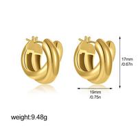 Unusual Intersection Thick  Mini Circular Hoop Earrings Waterproof 18K Gold Plated PVD Ear Buckles Punk Jewelry Party Gifts Aros