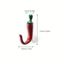 Pepper-Shaped Wall Hooks Hooks with Vibrant Red Accents Painted Finish for Coats, Hats, Towels - Easy Wall-Mounted Installation