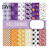 Holiday Scrapbook Decorations 12 Sheets Halloween Paper Set, 6x6in Double-Sided Craft Paper, Pumpkin Festive Decals Ghost Bat Pattern Decorative B