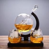 Amazon Globe Decanter Whiskey Glass Set with Map Bar Tools Gift for Men