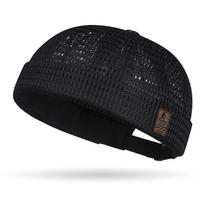 Cycling Cap Mesh Breathable Brimless Melon Skin Hat Ultra-Light Adjustable Summer Beanie Hat Outdoor Hip Hop Sailor Landlord Cap juoda