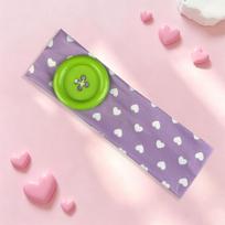 Heart Print Vintage Style Headband with Dopamine Vibes Large Button for Yoga and Sports F